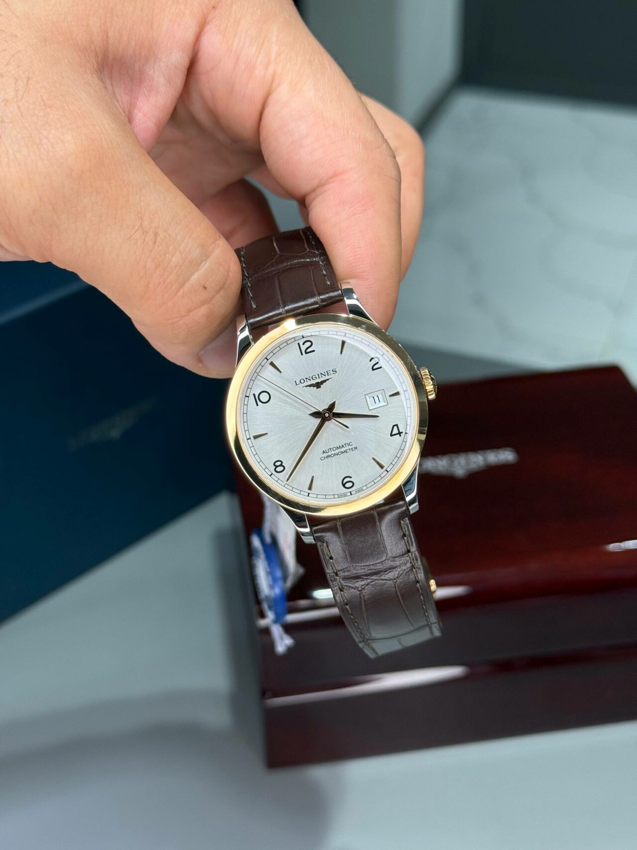 Longines Record 18K bezel